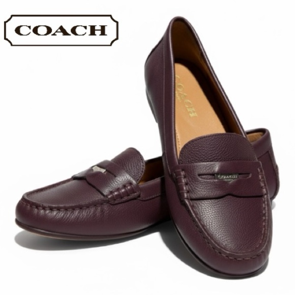 Coach Women's Penny Loafers Leather Driving Shoes
w/ Coach Coins Oxblood | 7.5